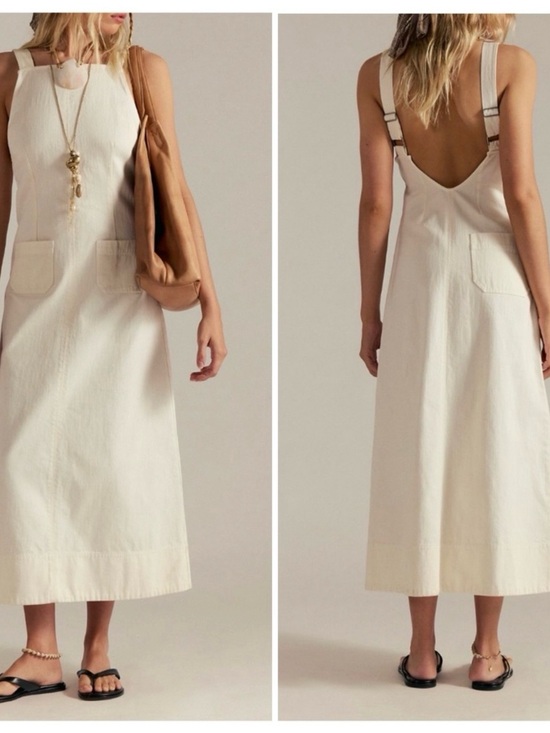 Free People Dresses & Skirts - NWT Free People Dex Denim Midi Dress - ecru cream white - XS